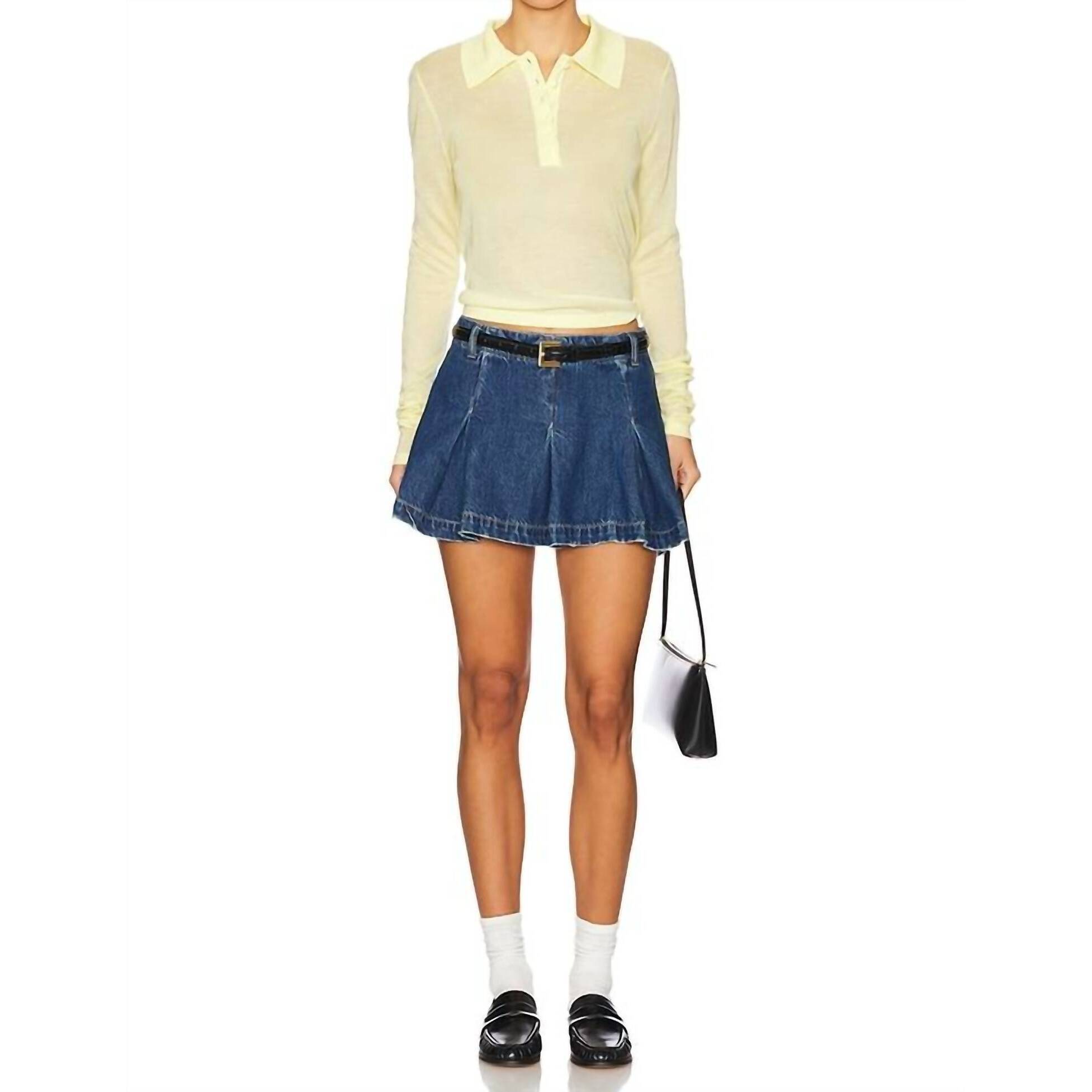 New Free People Madison Ave Denim Mini Skirt In Wandering Eyes